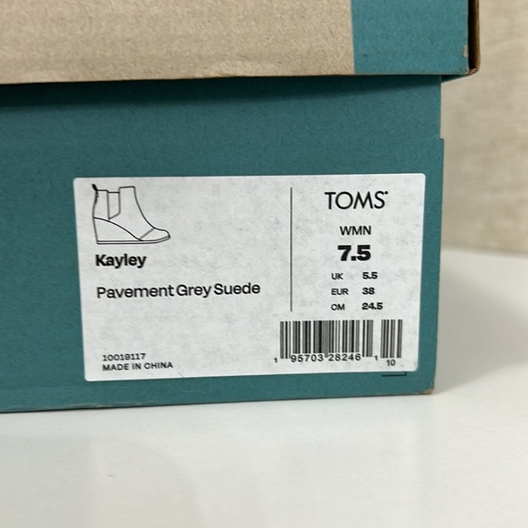 WOMEN’S TOMS KAYLEY BOOTIES IN PAVEMENT GREY SIDE. BRAND NEW IN BOX! SIZE 7.5 - Picture 8 of 9